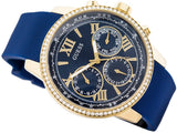 Guess Sunrise Blue Dial with Diamonds Blue Rubber Strap Watch For Women - W0616L2 Authentic Buy Shop Now