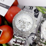 Guess Multi Function Diamonds Silver Dial Silver Steel Strap Watch For Men - GW0455G1 Authentic Buy Shop Now