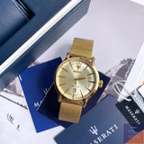 Maserati Epoca Golden Dial Golden Mesh Bracelet Watch For Men - R8853118003 Authentic Buy Shop Now