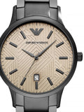Emporio Armani Renato Quartz Beige Dial Grey Steel Strap Watch For Men - AR11183 Authentic Buy Shop Now