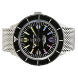 Breitling Superocean Heritage '57 Black Dial Silver Mesh Bracelet Watch for Men - A103701A1B1A1 Authentic Buy Shop Now