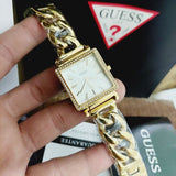 Guess Vanity Diamonds Silver Dial Gold Steel Strap Watch for Women - W1030L2 Authentic Buy Shop Now