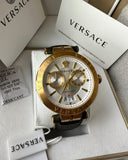 Versace Aion Chronograph White Dial Green Leather Strap Watch for Men - VBR020017 Authentic Buy Shop Now