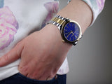 Michael Kors Slim Runway Blue Dial Two Tone Steel Strap Watch for Women - MK3479 Authentic Buy Shop Now