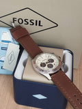 Fossil Retro Traveler Chronograph White Dial Brown Leather Strap Watch for Men - CH2886 Authentic Buy Shop Now