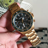 Fossil Bannon Multifunction Chronograph Green Dial Gold Steel Strap Watch for Men - BQ2493 Authentic Buy Shop Now