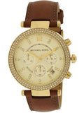 Michael Kors Parker Champagne Gold Dial Brown Leather Strap Watch for Women - MK2249 Authentic Buy Shop Now