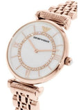 Emporio Armani Gianni T Bar Mother of Pearl Rose Gold Stainless Steel Strap Watch For Women - AR1909 Authentic Buy Shop Now