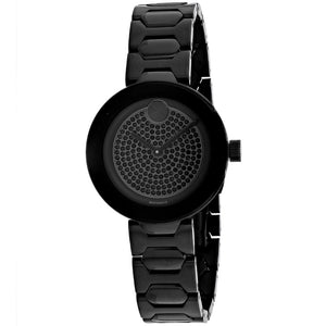 Movado Bold Crystals Black Dial Black Steel Strap Watch for Women - 3600576 Authentic Buy Shop Now