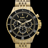 Michael Kors Bayville Chronograph Black Dial Gold Steel Strap Watch For Men - MK8726 Authentic Buy Shop Now