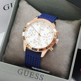 Guess Marina Multifunction White Dial Blue Rubber Strap Watch for Women - W1025L4 Authentic Buy Shop Now