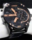 Diesel Big Daddy Chronograph Black Dial Black Steel Strap Watch For Men - DZ7312 Authentic Buy Shop Now