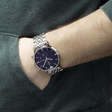 Emporio Armani Gianni Chronograph Blue Dial Silver Steel Strap Watch For Men - AR1648 Authentic Buy Shop Now