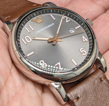 Emporio Armani Luigi Quartz Grey Dial Brown Leather Strap Watch For Men - AR11175 Authentic Buy Shop Now
