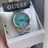 Guess Connoisseur Turquoise Dial Silver Steel Strap Watch for Men - GW0265G11 Authentic Buy Shop Now