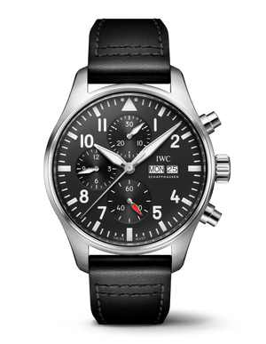 IWC Pilot's Watch Chronograph Black Dial Black Leather Strap Watch for Men - IW377709 Authentic Buy Shop Now