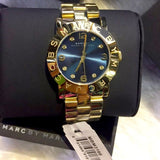 Marc Jacobs Amy Blue Dial Gold Steel Strap Watch for Women - MBM3166 Authentic Buy Shop Now