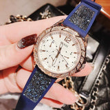 Guess Swirl Analog Quartz White Dial Blue Rubber Strap Watch for Women - W1096L4 Authentic Buy Shop Now