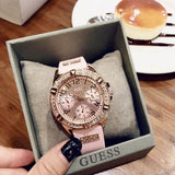Guess Frontier Diamonds Rose Gold Dial Pink Rubber Strap Watch For Women - W1160L5 Authentic Buy Shop Now