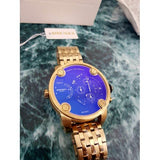Diesel Mr Daddy Blue Dial Gold Steel Strap Watch For Men - DZ7347 Authentic Buy Shop Now