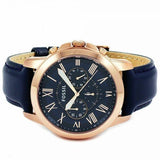 Fossil Grant Chronograph Blue Dial Blue Leather Strap Watch for Men - FS4835 Authentic Buy Shop Now