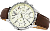 Tommy Hilfiger Gavin Chronograph White Dial Brown Leather Strap Watch for Men - 1791467 Authentic Buy Shop Now