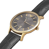 Emporio Armani Renato Quartz Grey Dial Black Leather Strap Watch For Men - AR11049 Authentic Buy Shop Now
