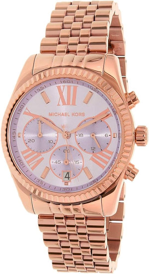 Michael Kors Lexington Purple Dial Rose Gold Steel Strap Watch For Women - MK6207 Authentic Buy Shop Now