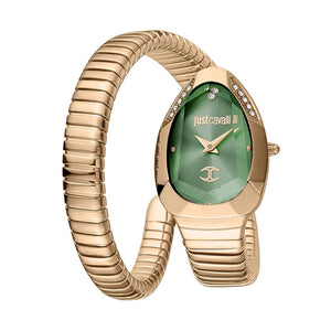Just Cavalli Serpente Metallica Green Dial Rose Gold Steel Strap Watch for Women - JC1L208M0055 Authentic Buy Shop Now