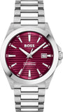 Hugo Boss Strike Red Dial Silver Steel Strap Watch for Men - 1514174 Authentic Buy Shop Now