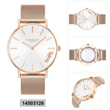 Coach Perry White Rose Gold Mesh Bracelet Watch for Women - 14503126 Authentic Buy Shop Now