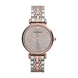 Emporio Armani Gianni T Bar Pink Dial Two Tone Steel Strap Watch For Women - AR11223 Authentic Buy Shop Now