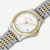 Gucci G Timeless Diamonds Mother of Pearl Dial Two Tone Steel Strap Watch For Women - YA126413 Authentic Buy Shop Now