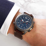 Hugo Boss Nomad Blue Dial Brown Leather Strap Watch for Men - 1513773 Authentic Buy Shop Now