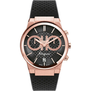 Salvatore Ferragamo Sapphire Chrono Black Dial Black Rubber Strap Watch for Men - SFME00721 Authentic Buy Shop Now