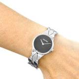 Calvin Klein Snake Black Dial Silver Steel Strap Watch For Women - K6E23141 Authentic Buy Shop Now