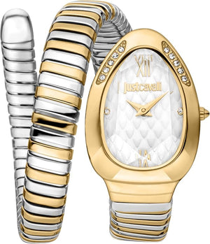 Just Cavalli Serpente Metallica White Dial Two Tone Steel Strap Watch for Women - JC1L223M0055 Authentic Buy Shop Now