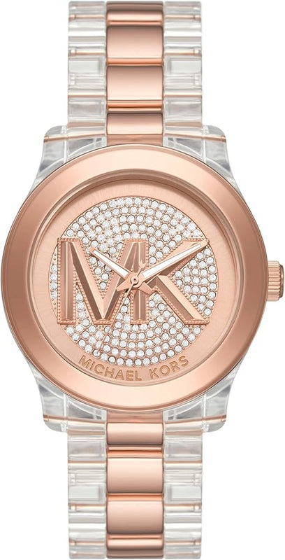 Michael Kors Runway Analog Crystals Rose Gold Dial Two Tone Steel Strap Watch for Women - MK7355 Authentic Buy Shop Now