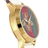 Gucci G Timeless Quartz Red & Green Dial Beige Leather Strap Watch For Women - YA1265009 Authentic Buy Shop Now