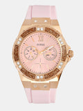 Guess Rose Gold Dial with Diamonds Pink Rubber Strap Watch For Women - W1053L3 Authentic Buy Shop Now