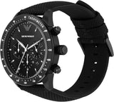 Emporio Armani Mario Chronograph Quartz Black Dial Black Nylon Strap Watch For Men - AR11453 Authentic Buy Shop Now