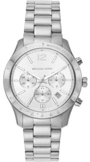 Michael Kors Berkley Chronograph Silver Dial Silver Steel Strap Watch For Women - MK7413 Authentic Buy Shop Now