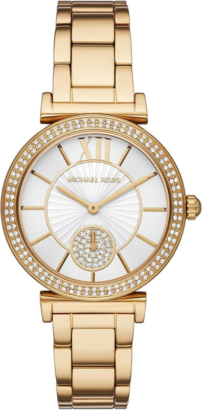 Michael Kors Abbey Three-Hand Analog White Dial Gold Steel Strap Watch for Women - MK4615 Authentic Buy Shop Now