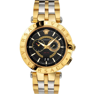 Versace V-Race Quartz Black Dial Gold Steel Strap Watch For Men - VEBV00519 Authentic Buy Shop Now