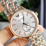 Emporio Armani Classic Silver Dial Two Tone Steel Strap Watch For Men - AR1839 Authentic Buy Shop Now