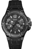 Guess Rigor Analog Black Dial Black Leather Strap Watch For Men - W0040G1 Authentic Buy Shop Now