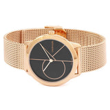Calvin Klein Minimal Black Dial Rose Gold Mesh Bracelet Watch for Men - K3M22621 Authentic Buy Shop Now