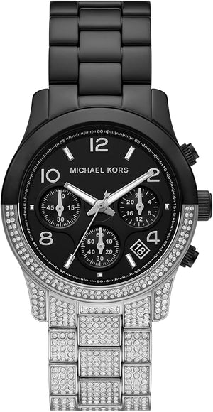 Michael Kors Runway Pavé Black Dial Two Tone Steel Strap Watch for Women - MK7433 Authentic Buy Shop Now