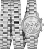 Michael Kors Runway 18K Rhodium Plated Triple Wrap Silver Dial Silver Steel Strap Watch for Women - MK7451 Authentic Buy Shop Now