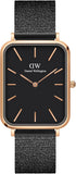 Daniel Wellington Quadro Pressed Ashfield Black Dial Black Mesh Strap Watch for Women - DW00100467 Authentic Buy Shop Now